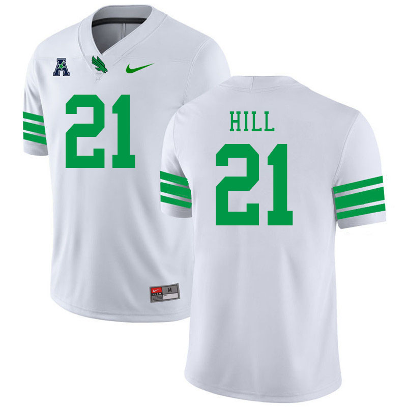 #21 Jayden Hill North Texas Mean Green College Football Jerseys Stitched-White